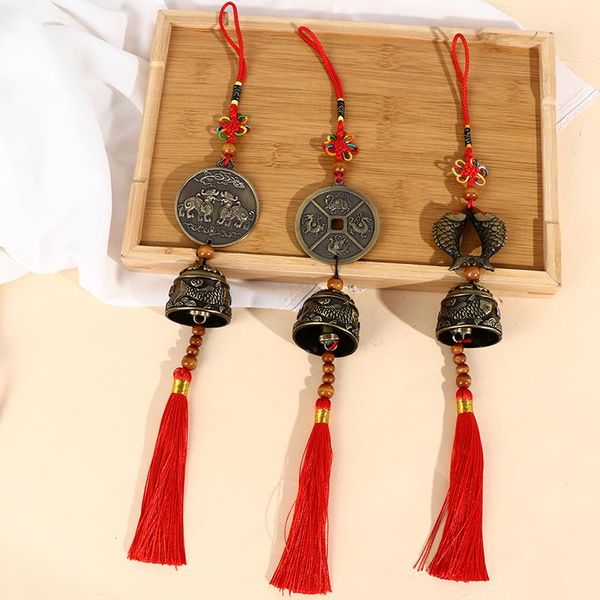 

brass fish wind chime hanging bell charm chinese knot lucky feng shui ornament interior decorations