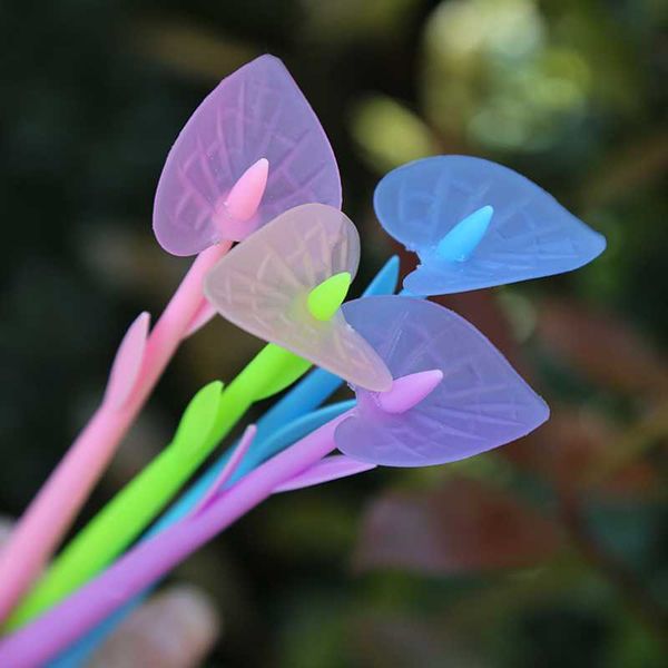 

gel pens 4pc calla lily discoloration pen kawaii learning stationery creative writing black signature marker office school supplies