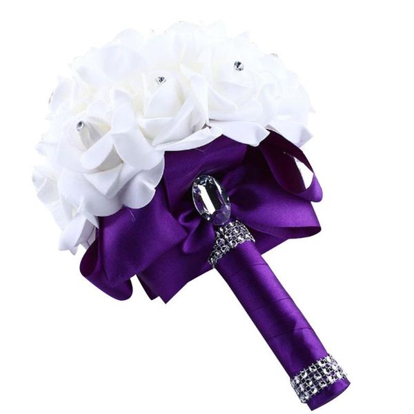 

zero crystal roses pearl bridesmaid wedding bouquet bridal artificial silk flowers decorative & wreaths