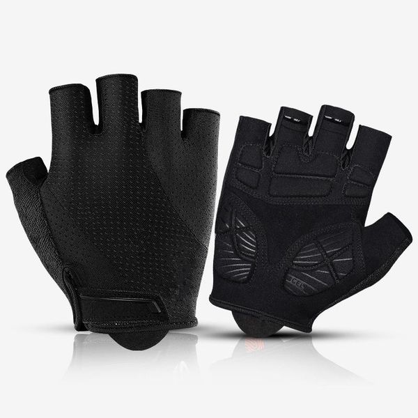 

cycling gloves breathable can wipe sweat half finger glove damping anti slip pad motorcycle mtb bike men women sports fitness, Black