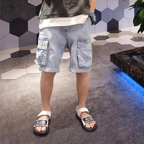 

shorts 2021 kids boys denim summer toddlers clothing big casual solid soft cotton jeans pants for 4 to 14 years, Black