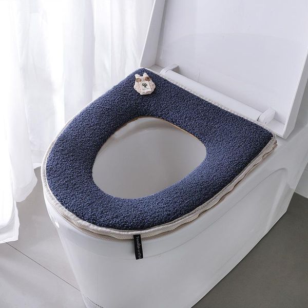 

toilet seat covers cute teddy velvet cover winter zipper type warm gasket