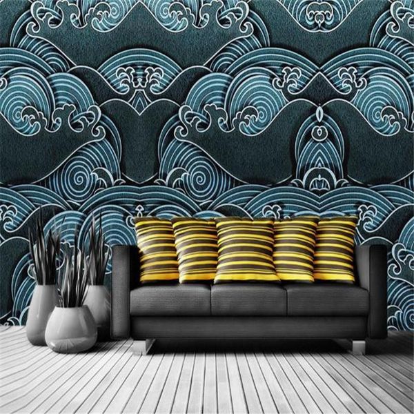 

wallpapers modern 3d custom po wallpaper large mediterranean vintage living room bedroom background wall mural wave stripe