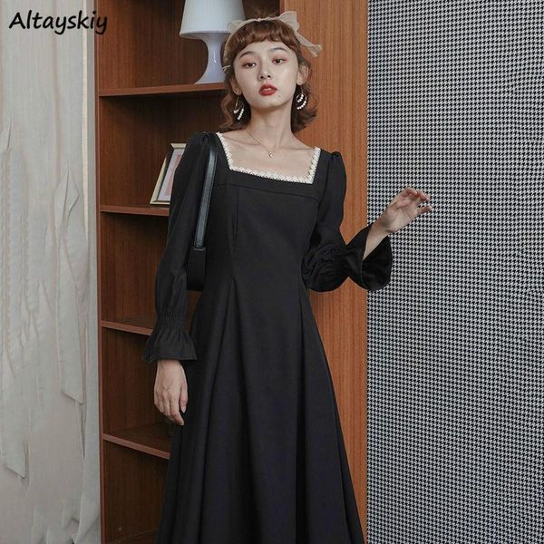 

casual dresses vintage dress women retro empire elegant party plus size clothing for womens 3xl trendy korean chic hepburn a-line femme vest, Black;gray
