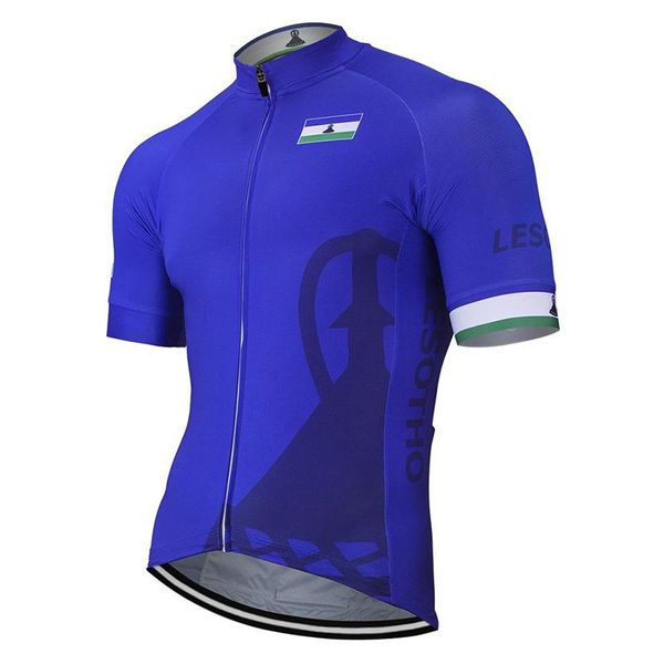 

lesotho 2021 team summer breathable blue cycling jersey men bicycle wear bike road mountain race clothing outdoor racing jackets, Black;red