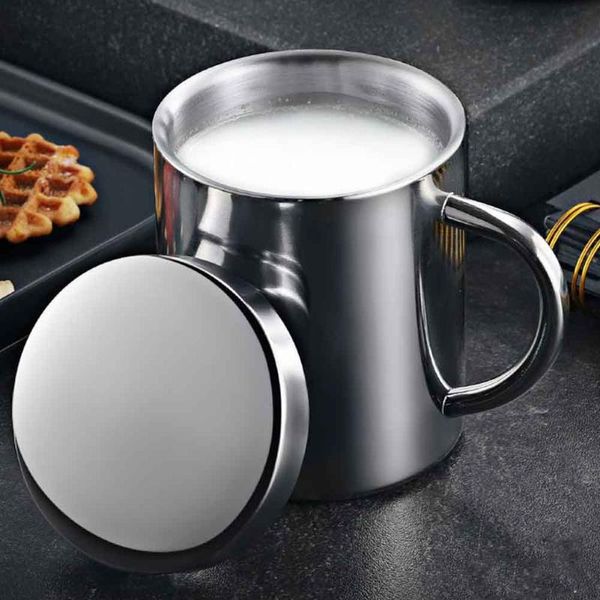 

mugs stainless steel coffee mug double wall leakproof large capacity office thermal insulated kitchen heat preservation with lid bar