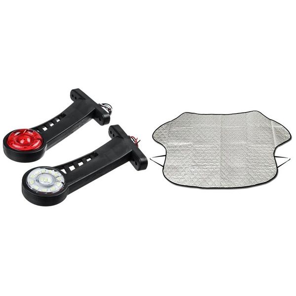 

car headlights 1 pair 24v 28 led side marker light outline stalk lamp & set windshield snow cover, waterproof cover