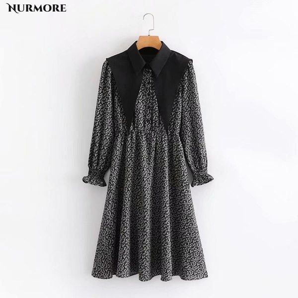 

casual dresses nurmore 2021 women sweatshirt dress long sleeve ladies midi fake two piece black, Black;gray