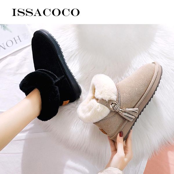 

boots women's winter shoes for women 2021 platform leather genuine, Black