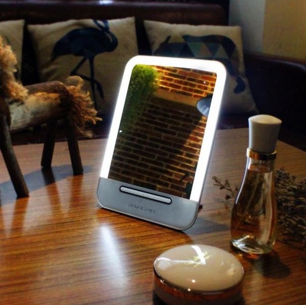 

compact mirrors touch led makeup mirror deskfill light hd usb charging smart tablet storage countdown lcd