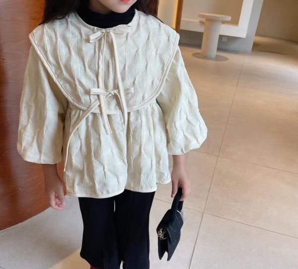 

jackets 2021 baby girls fall fashion sweet bow coat, princess kids elegant outwear 2-7t, Blue;gray