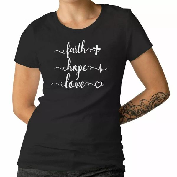 

faith hope love ladies t-shirt nice gift christian hope tee 100% cotton, White;black