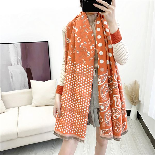 

tippet muffler scarf 2021 scarf women's imitation cashmere thickened cashew flower wave point jacquard autumn and winter warm bib, Blue;gray