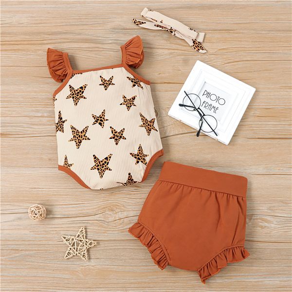 

new design good quality factory price fashion selling childrens brown sleeveless triangle romper two-piece suit, White