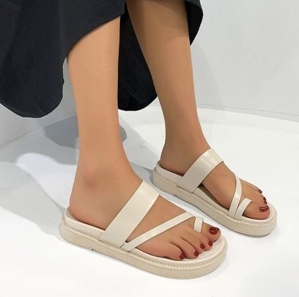 

flip flops summer women flats sandals slippers shoes woman lady flat pltform casual thong sildes, Black