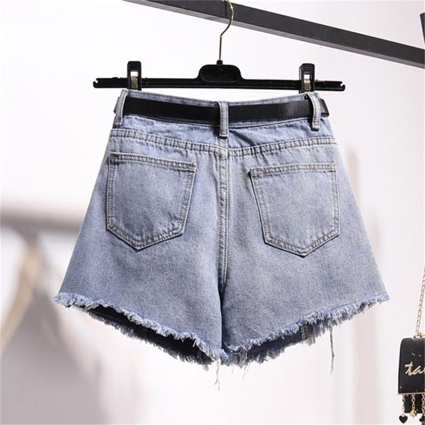 

gowyimmes 2021 summer women denim shorts lady high waist sahes big size s-5xl girl jeans streatwears 406 women's, White;black