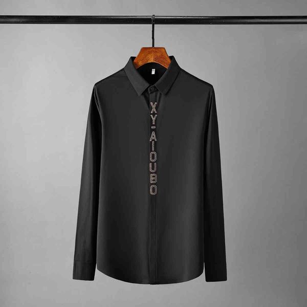 

tee polo shirt shirt shirt long sleeve mens diamond placket solid color casual male fashion slim fit party man shirts 3xl, White;black