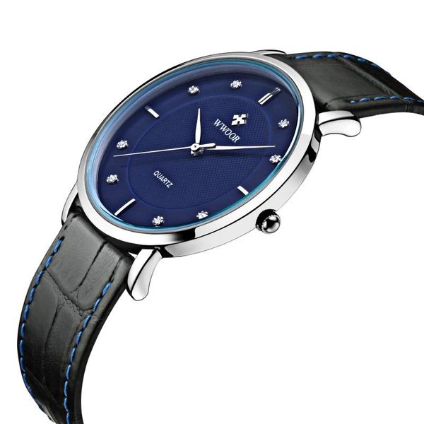 

wristwatches wwoor relogio masculino luxury men watches ultra thin design genuine leather clock male waterproof casual sport quartz watc, Slivery;brown