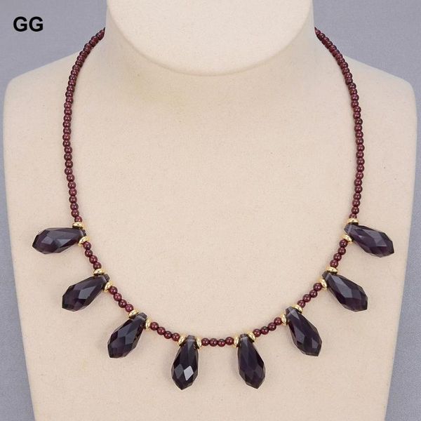 

guaiguai jewelry natural 3mm round garnet four seasons chocker necklace purple crystal 17" cute for women girl gift chains, Silver
