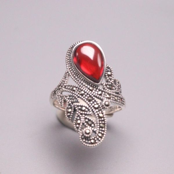 

cluster rings pure 925 sterling silver ring the widest 26mm garnet, Golden;silver
