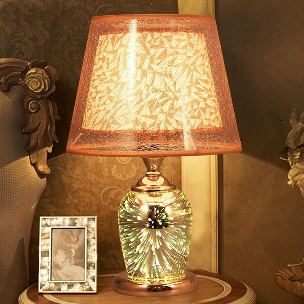 

european creative personality 3d pyrotechnic bedroom bedside lamp living room study wedding gift decoration table lb100910 lamps