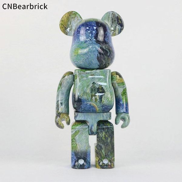 Novo Bearbrick Van Gogh 5.0 Building Block Violence Bear Rural Estrada Rural em Provence 400% 1000% Tendência Ornaments Toy Boneca Manual 28cm / 70cm