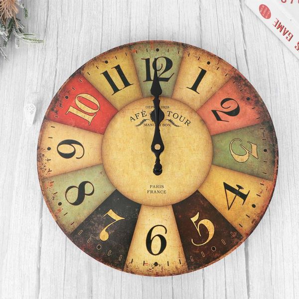 

wall clocks vintage rustic country tuscan style wooden decorative round clock (color figures)