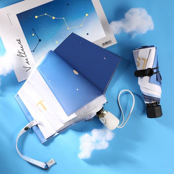 

umbrellas sea sky automatic umbrella rain lovely folding windproof black coating anti uv parasol women's girl boy