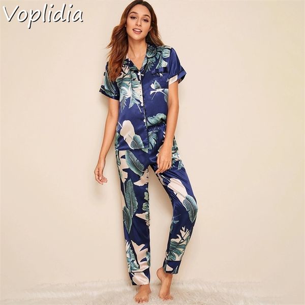 

voplidia women's pajamas set spring fall stitch pijamas silk feeling sleepwear women pijama feminino home clothes 210809, Black;red