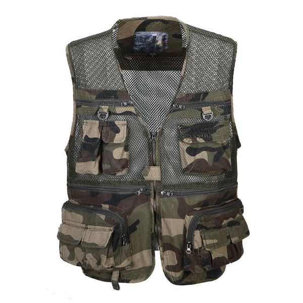 

men's vests camouflage summer vest men thin mesh male with many pockets sleeveless jacket fishing tactical, Black;white