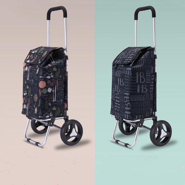 

folding shopping cart 2 wheel lightweight grocery with large capacity in 1 detachable bag foldable storage bags