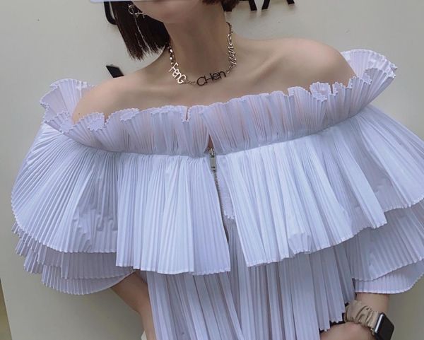 

women's blouses & shirts 2021ss summer women white slash neck fashion blouse ladies luxury shirt ddxgz2 6.05