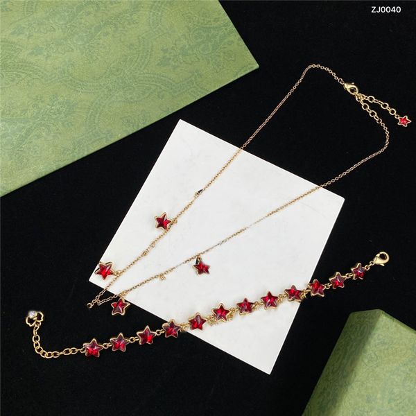 

shiny ruby star diamond necklace bee crystal bracelet designer letter pendant necklaces jewelry sets, Black
