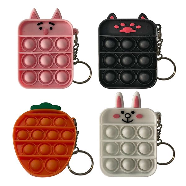 

silicone cute push keychain pendant toy anti-stress stress reliever adults kids sensory decompression toys