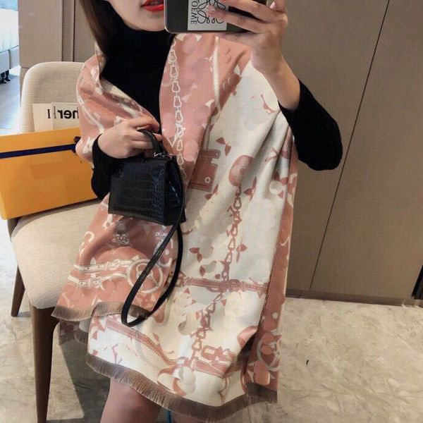 

designer scarf imitation cashmere warm autumn and winter season long thick double-sided women's scarf shawl, Blue;gray