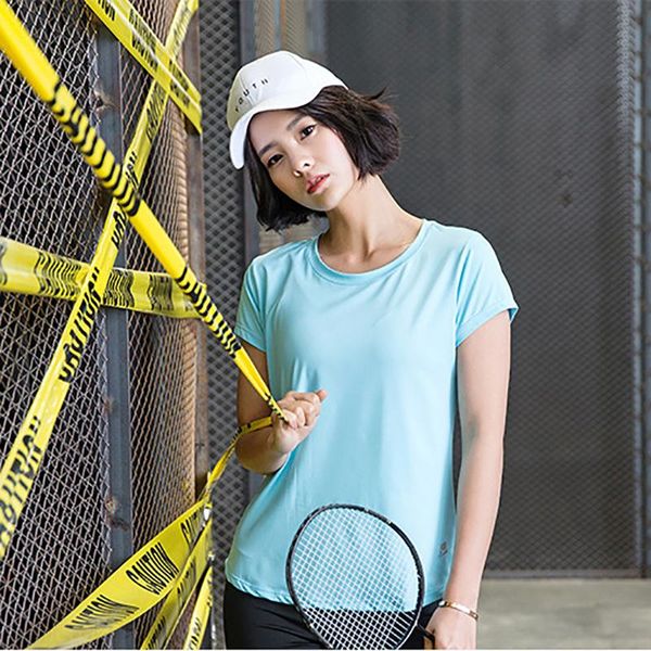 

yoga outfits quick-drying female t-shirt breathable mesh sport shirt short-sleeved fitness running, White;red