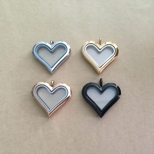 

charms love heart-shaped memory floating box necklace pendant diy jewelry, Bronze;silver