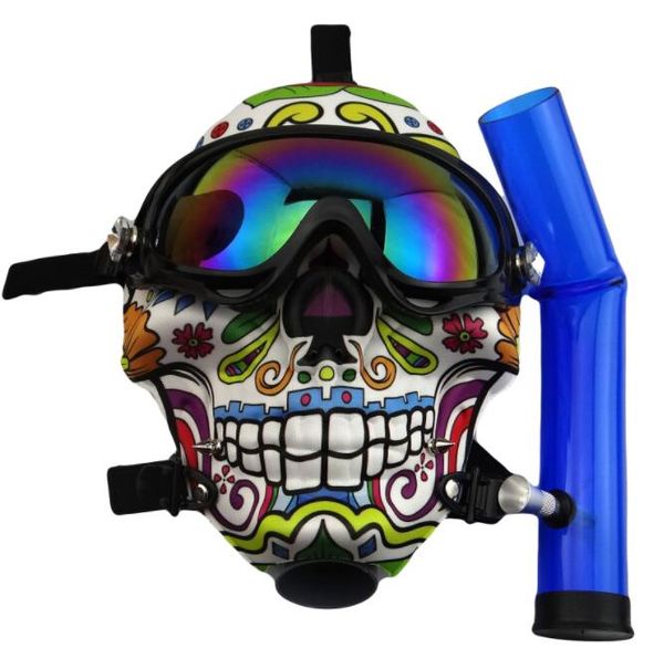 Schädeltyp Shisha Silikonmaske Bong mit Acrylpfeife Wasser Rauchzubehör Bubbler Tabak Shisha Bohrinseln Mehrere Farben