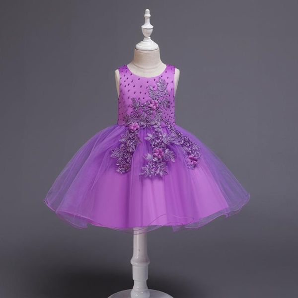 

girl's dresses pearl princess dress for girls clothing flower girl party wedding costume children tutu kids clothes 2-12 years, Red;yellow