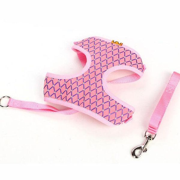 

cat collars & leads rhinestone mesh harness and leash set breathable adjustable pet vest for small dog walking harnesses