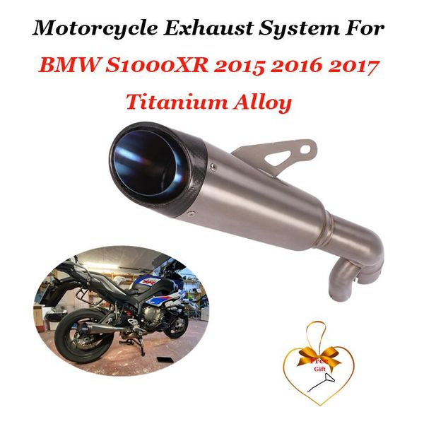 

motorcycle exhaust system titanium alloy slip on for s1000xr 2021 - modified carbon fiber muffler middle connection
