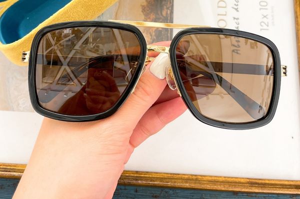 

square pilot sunglasses 0983 gold metal frame brown lens sunnies sun glasses gafas de sol men fashion shades with box, White;black