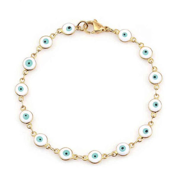 

304 stainless steel bracelets turkish eye colorful enamel evil bracelet for women man jewelry gifts, Golden;silver