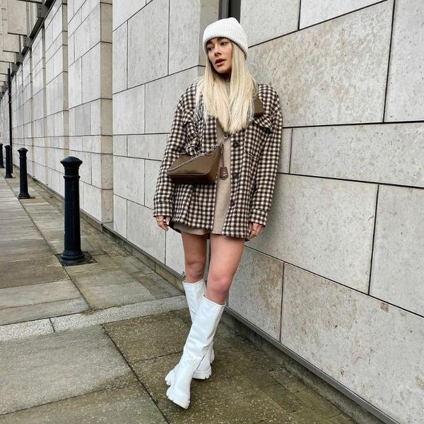 

women jacket checked overshirt chic lady fashion casual vintage woman oversized coat outfits women's jackets, Black;brown