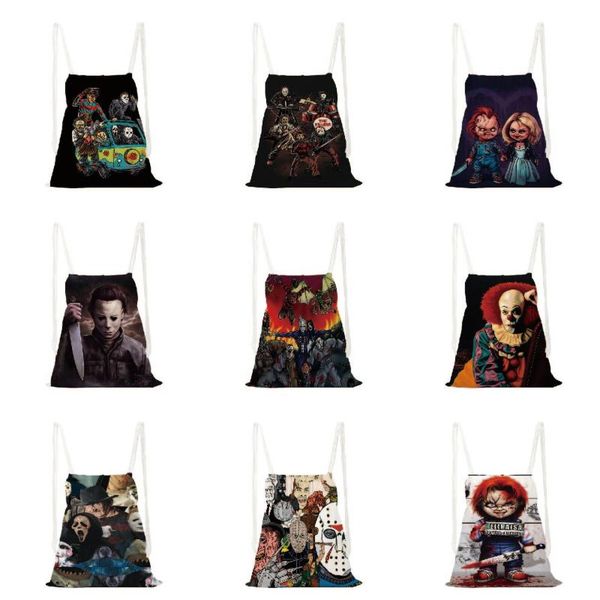 

backpack halloween polyester travel bag storage clothes shoes cotton drawstring school portable