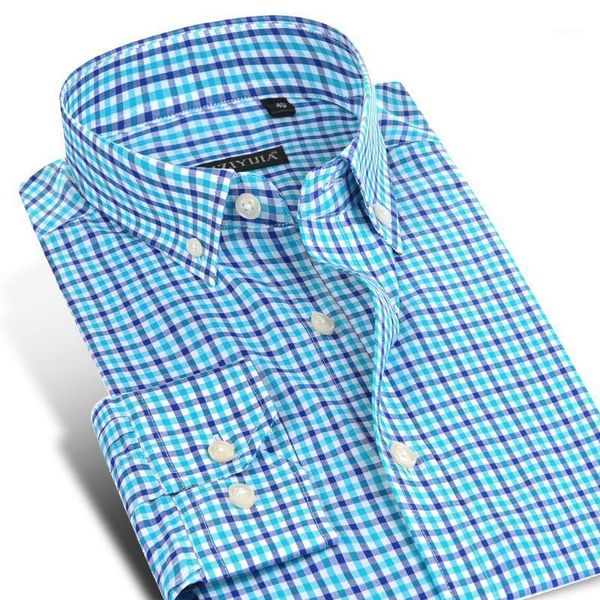 

men's sweaters england style plaid checkered cotton shirts pocket-less design full sleeve casual standard-fit button-down gingham shirt, White;black