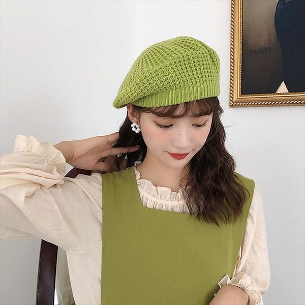 

beret hats women spring autumn french hat girls solid color fashion winter for flat cap felt berets, Blue;gray