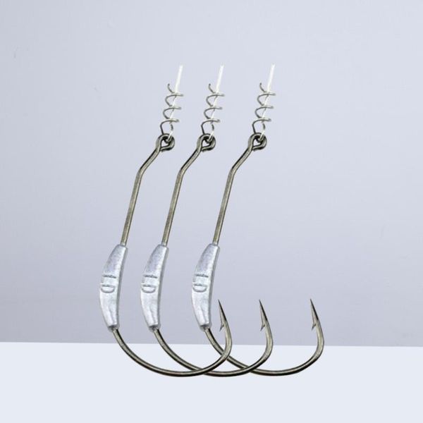 

3pcs multiple sizes fishing hooks strong fish baits holder with spring pin
