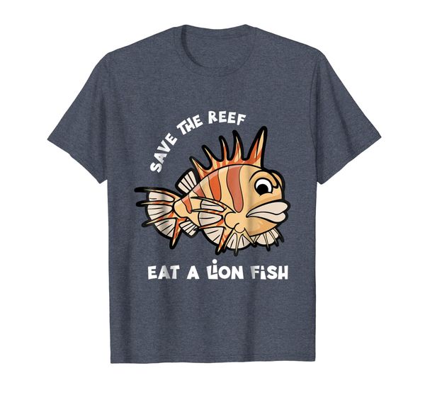 

save the reef eat a lionfish scuba diving printed t-shirt, White;black