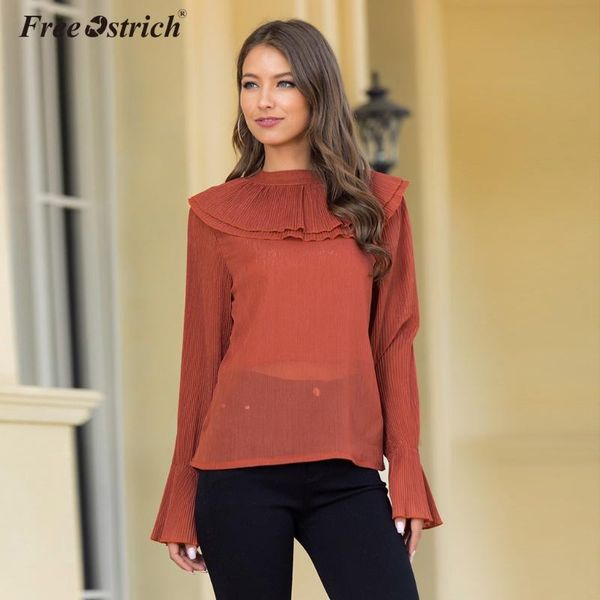 

ostrich autumn fashion women ladies blouse long sleeve white turn-down collar summer elegant blusa for female n30 women's blouses